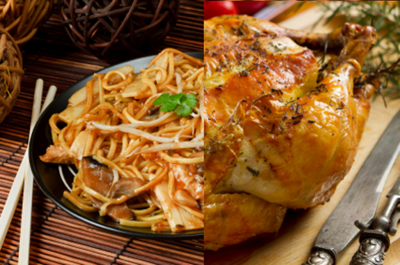 2 for 1 roast chicken and chow mein