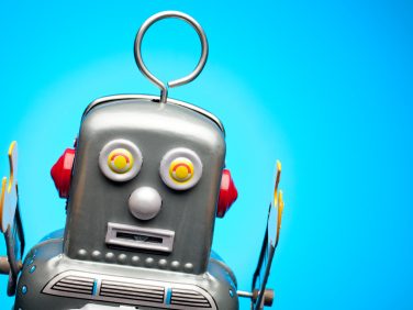 toy robbot against blue background